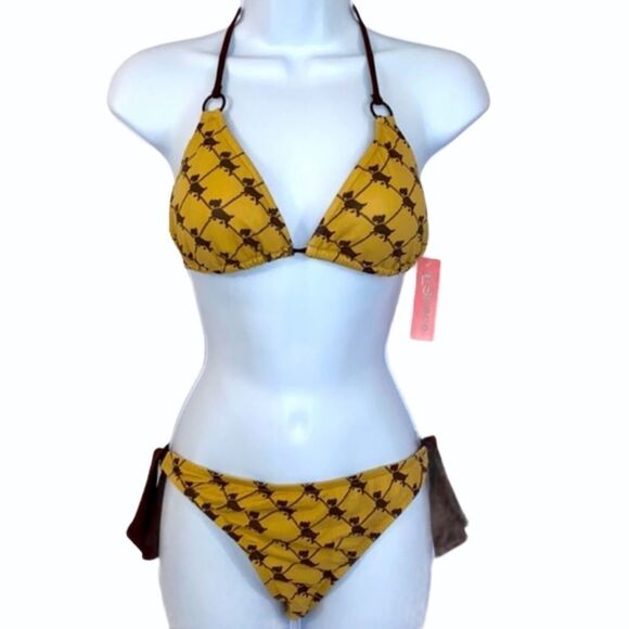 L Space yuppie Hipster Dog Print Bikini Set - Picture 1 of 14